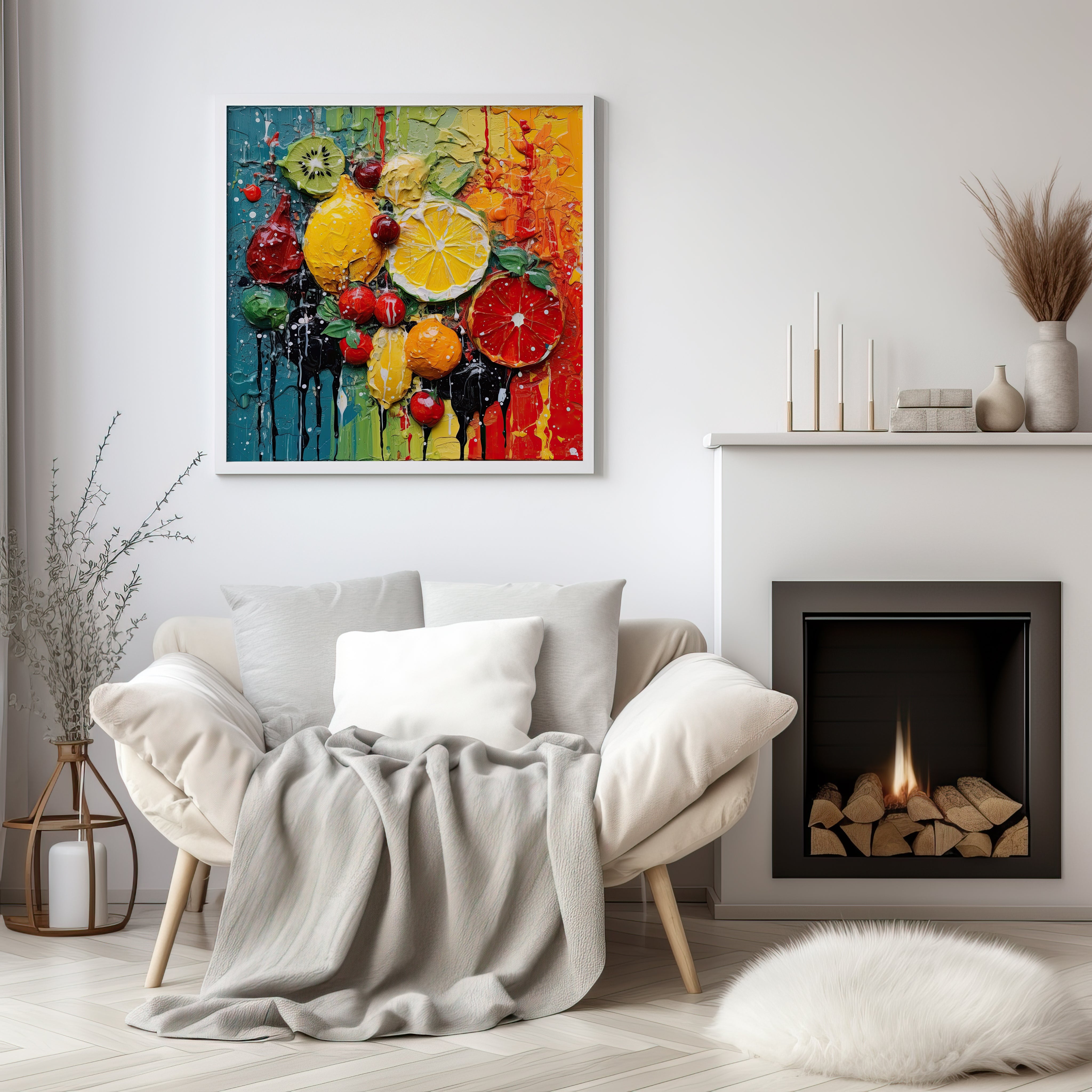 Fruit Abstract Art Colourful Kitchen Modern Design Decor Print Wall Art Picture NQ Media Designs
