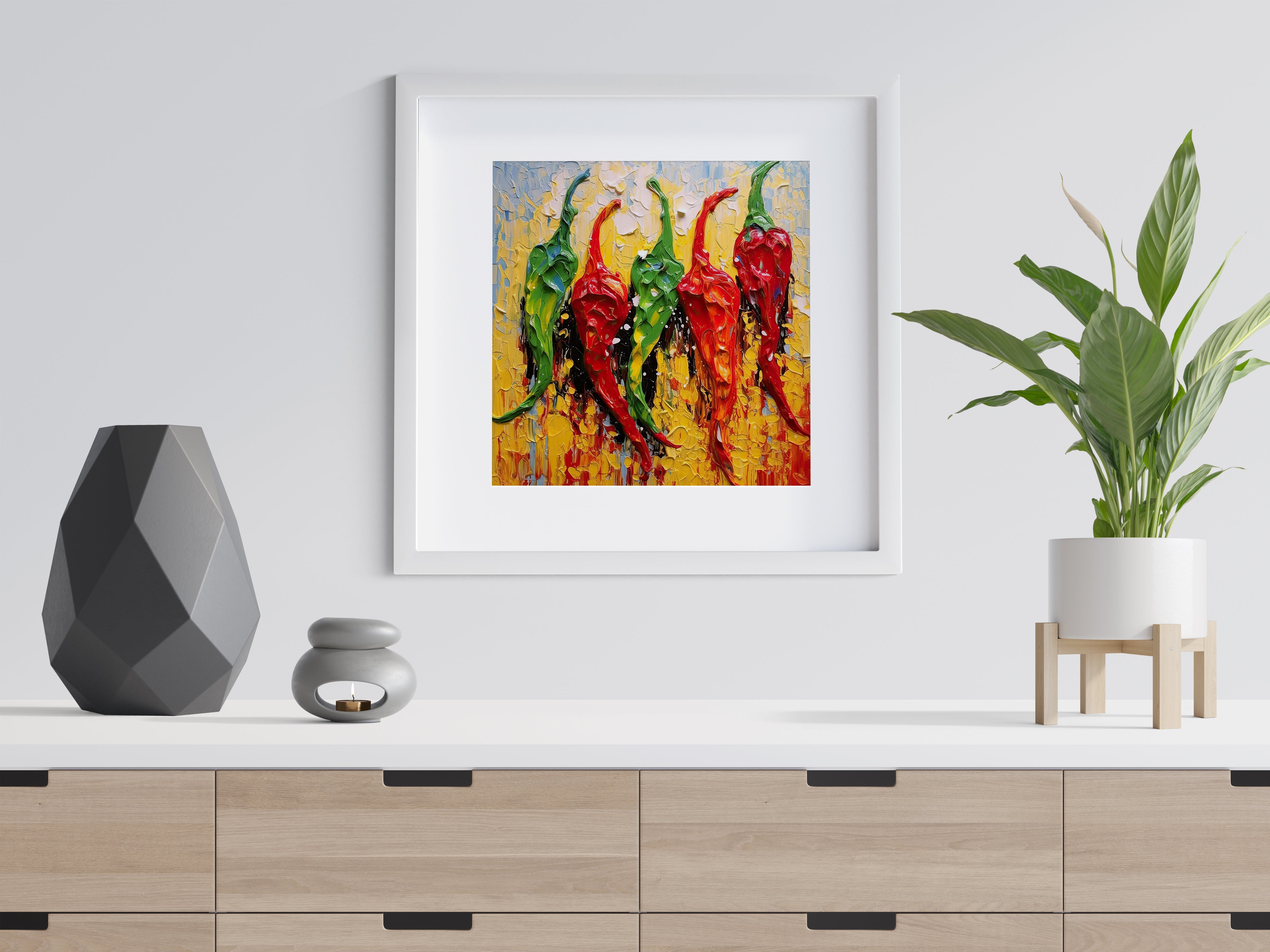 Peppers Abstract Art Colourful Kitchen Modern Design Decor Print Wall Art Picture NQ Media Designs
