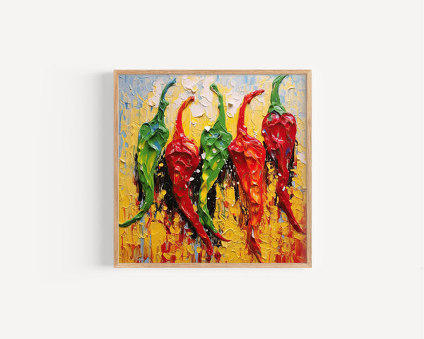 Peppers Abstract Art Colourful Kitchen Modern Design Decor Print Wall Art Picture