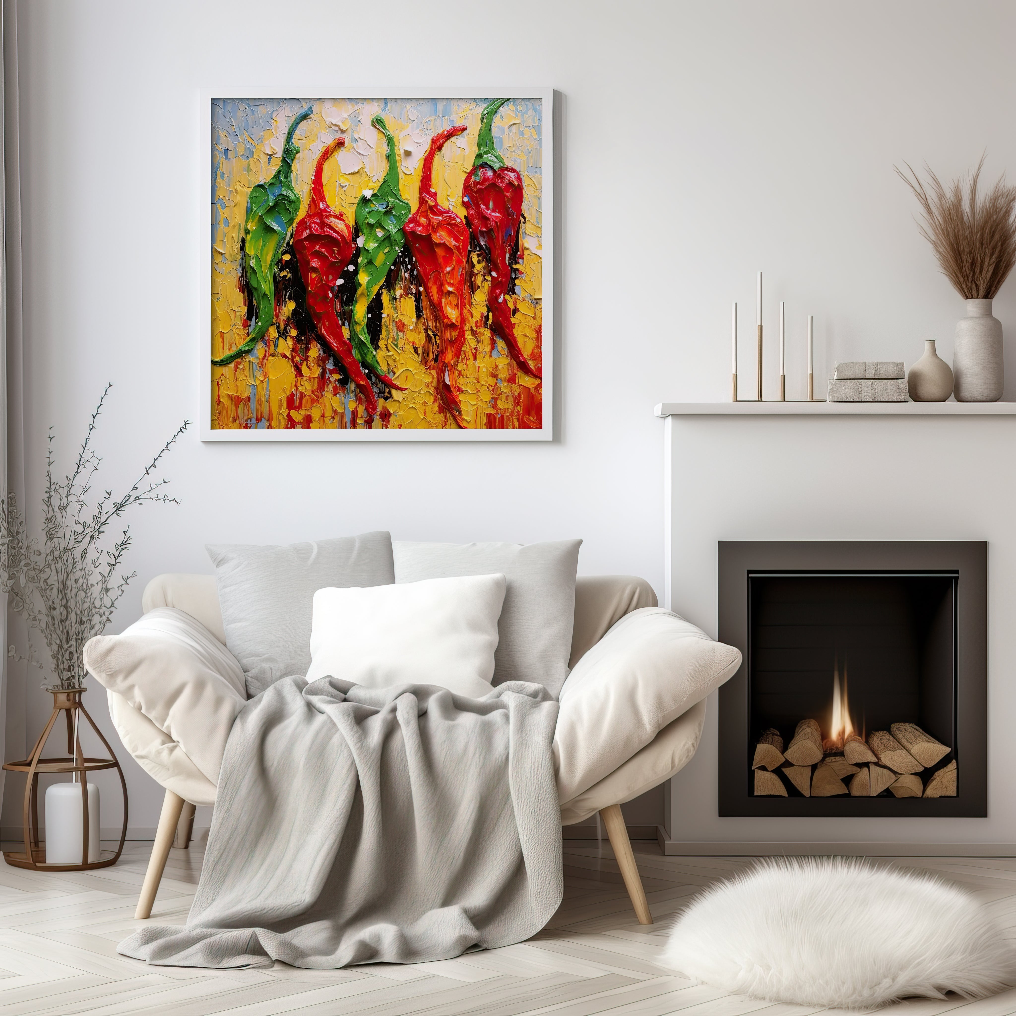 Peppers Abstract Art Colourful Kitchen Modern Design Decor Print Wall Art Picture NQ Media Designs