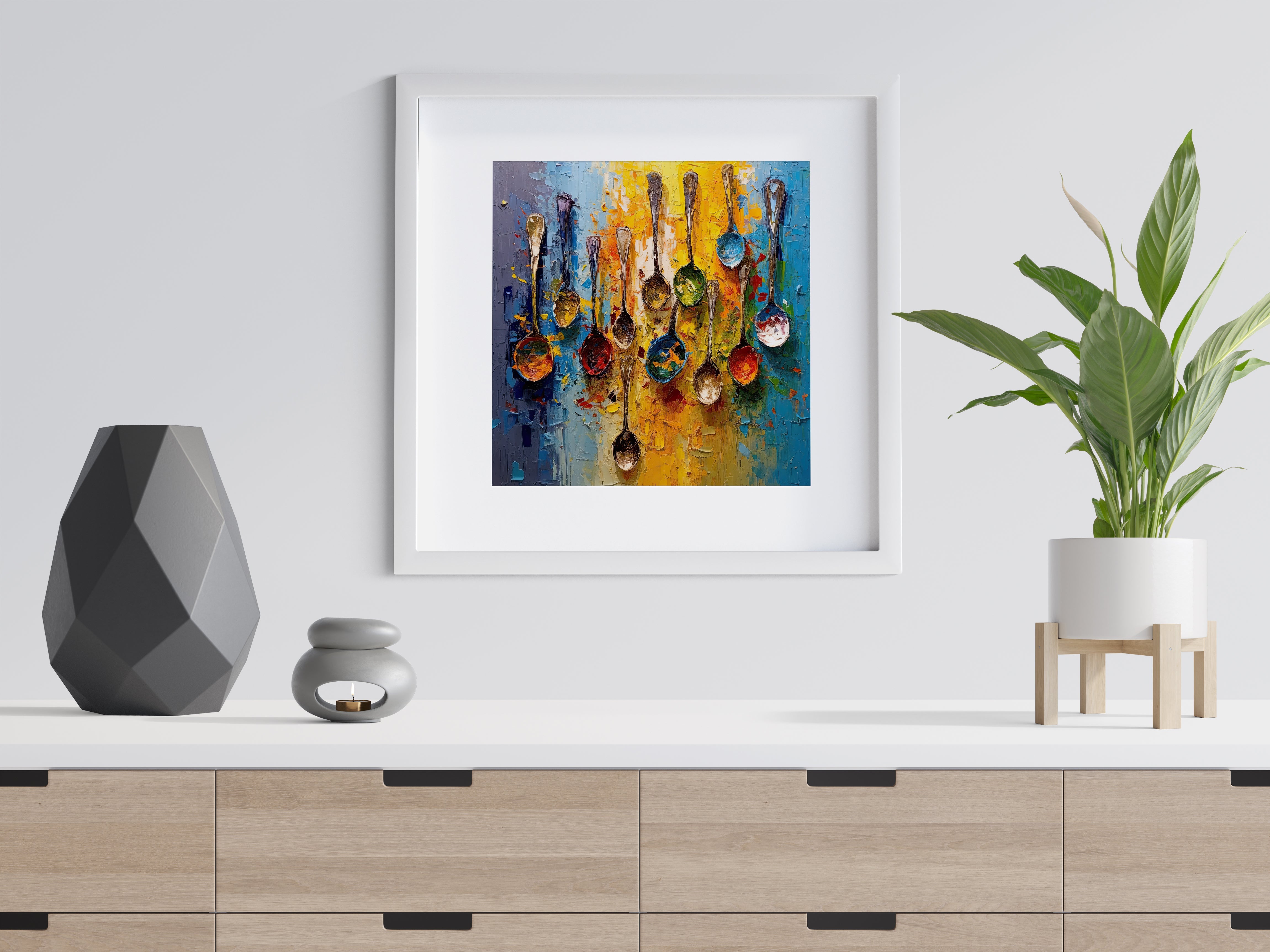 Spoons Of Colourful Herbs And Spices Abstract Kitchen Modern Design Decor Print Wall Art Picture NQ Media Designs
