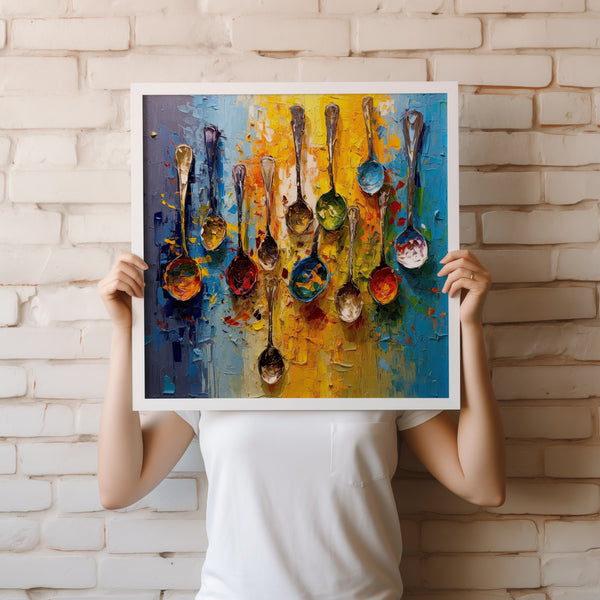 Spoons Of Colourful Herbs And Spices Abstract Kitchen Modern Design Decor Print Wall Art Picture