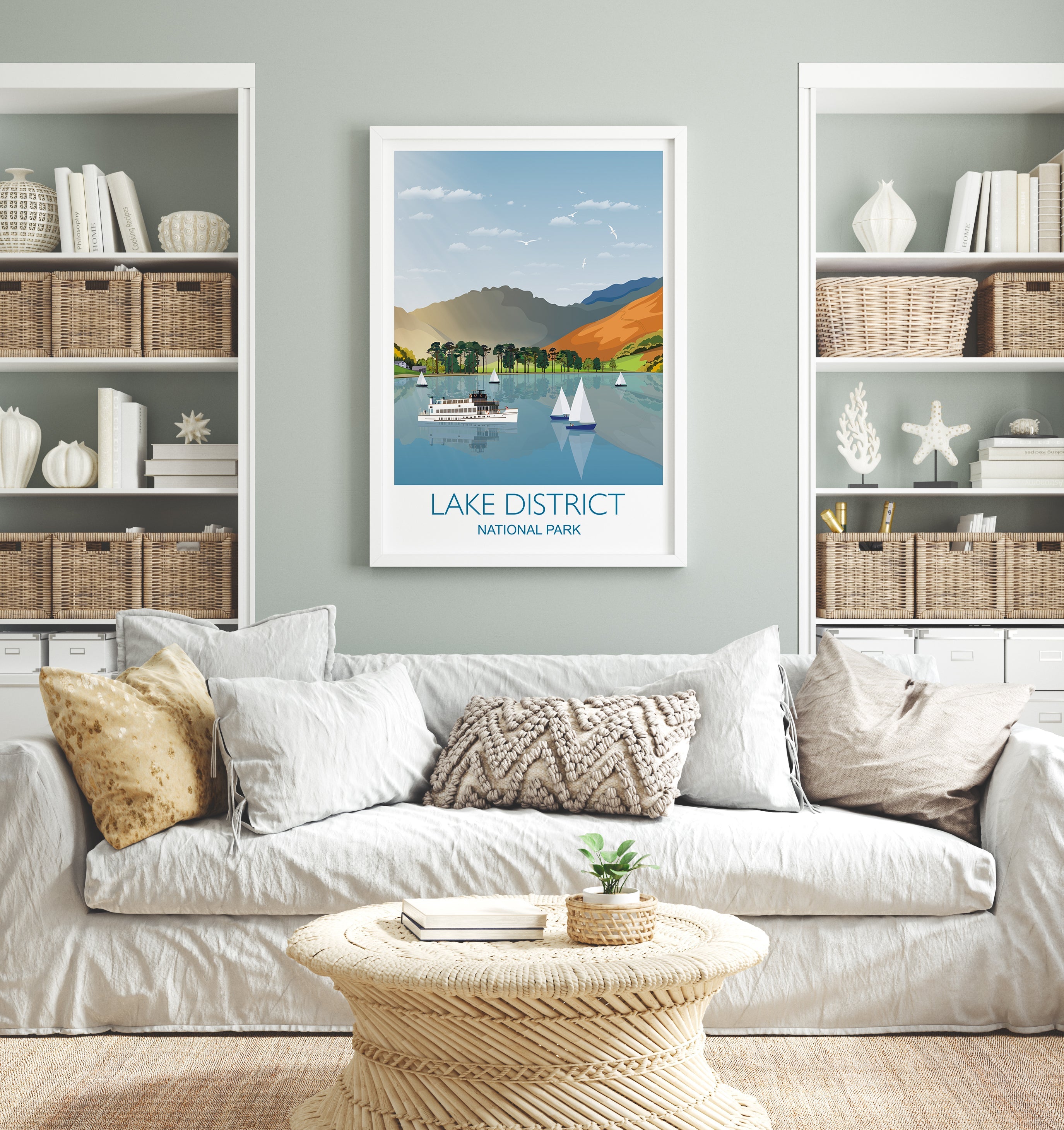 Lake District Travel Print, Travel Poster of Lake District, National Park, Cumbria NQ Media Designs