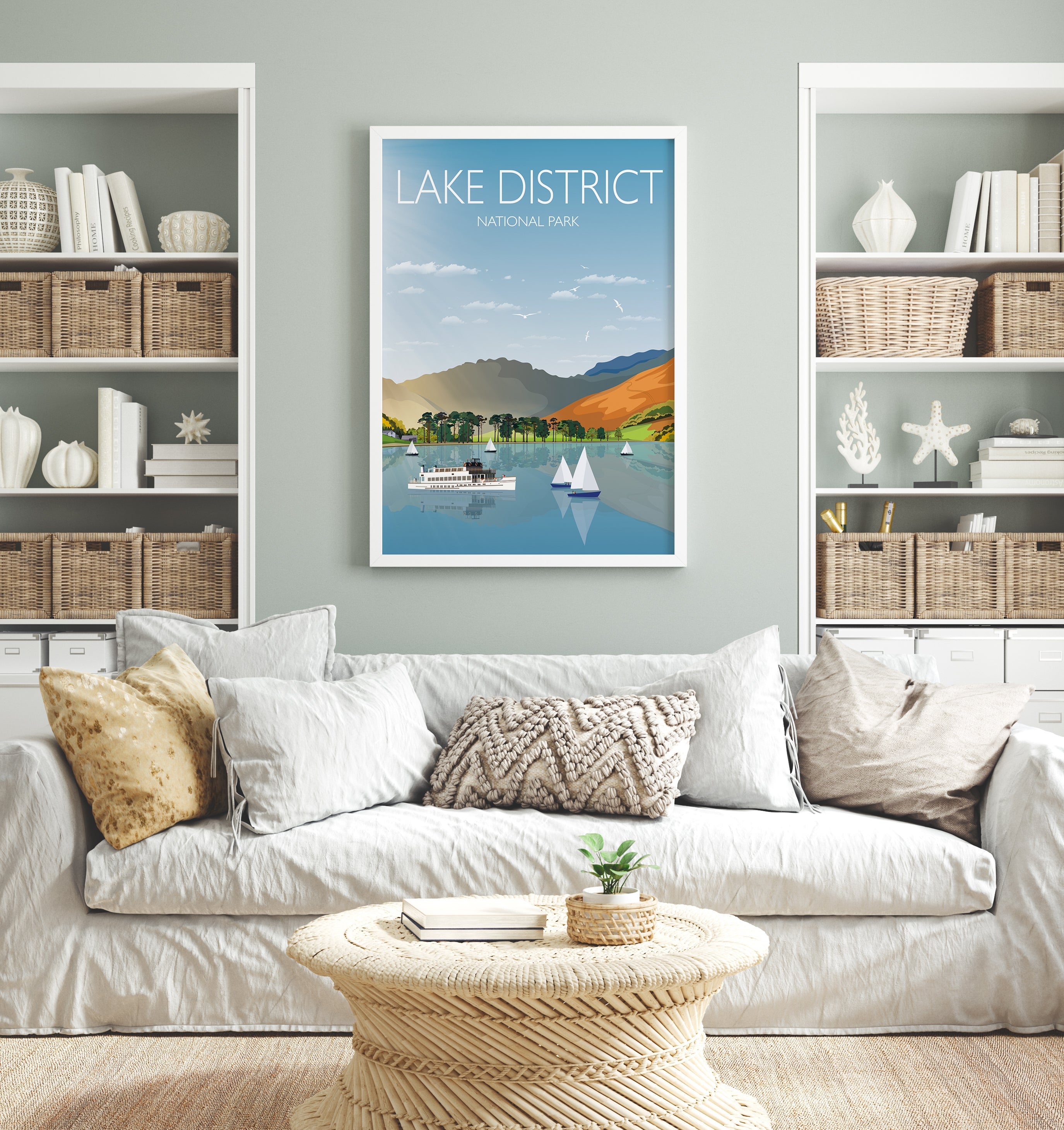 Lake District Travel Poster, Travel Print of Lake District, Cumbria, UK NQ Media Designs