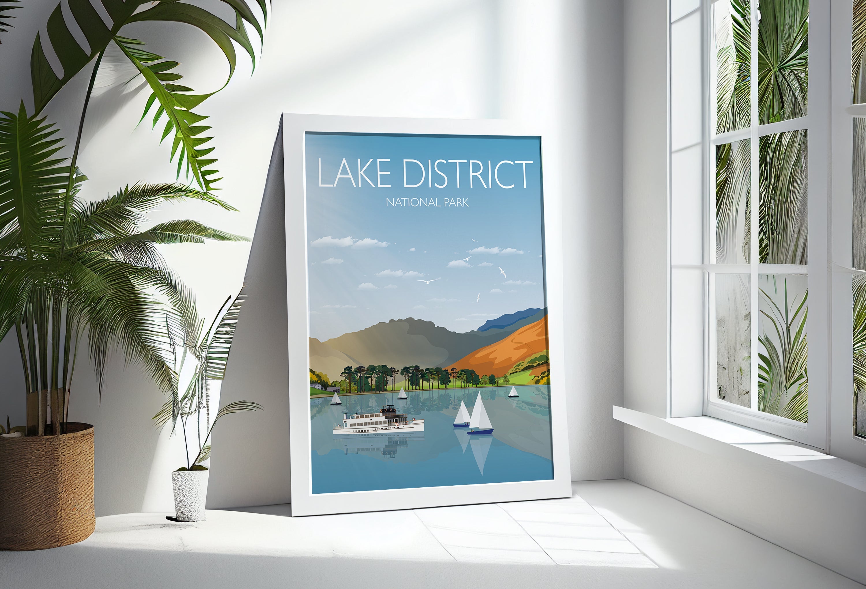 Lake District Travel Poster, Travel Print of Lake District, Cumbria, UK NQ Media Designs