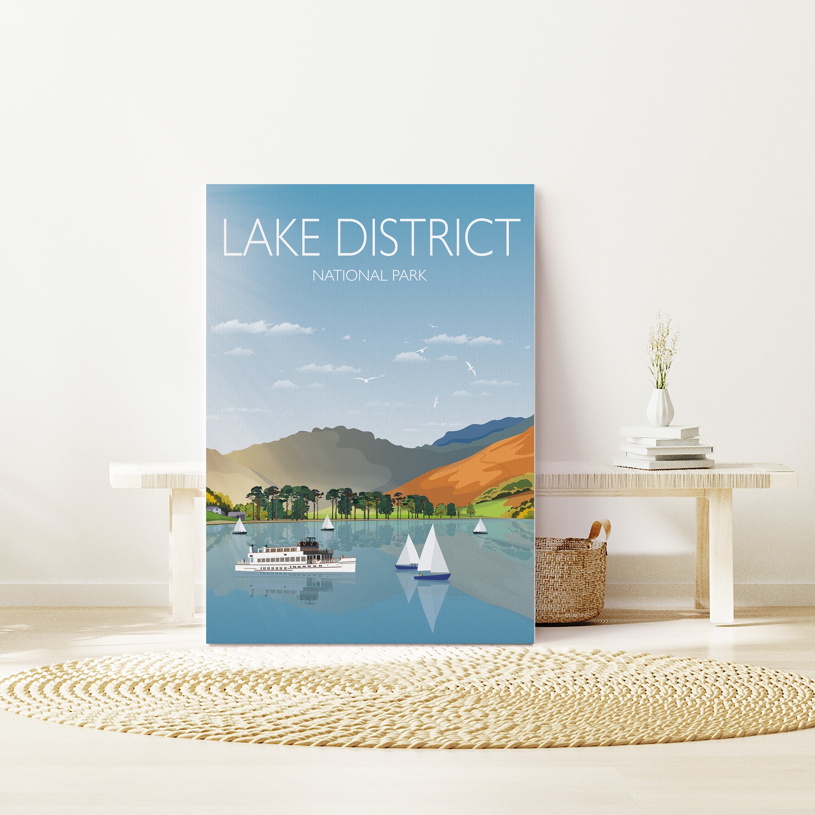 Lake District Travel Poster, Travel Print of Lake District, Cumbria, UK NQ Media Designs