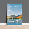Lake District Travel Poster, Travel Print of Lake District, Cumbria, UK