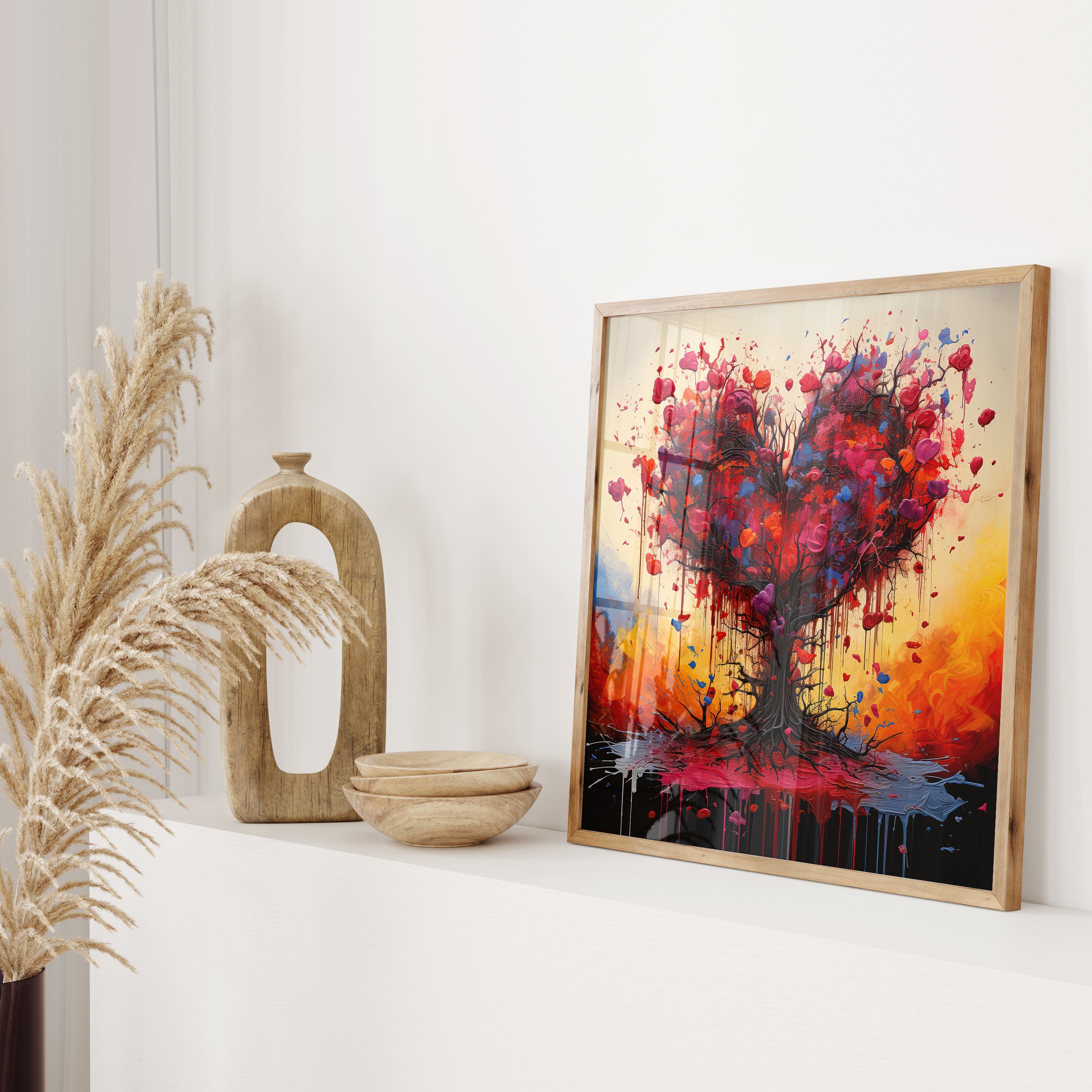 Hearts Tree of Love Poster, Modern Abstract Art Lovers Gift, Wall Art Print NQ Media Designs