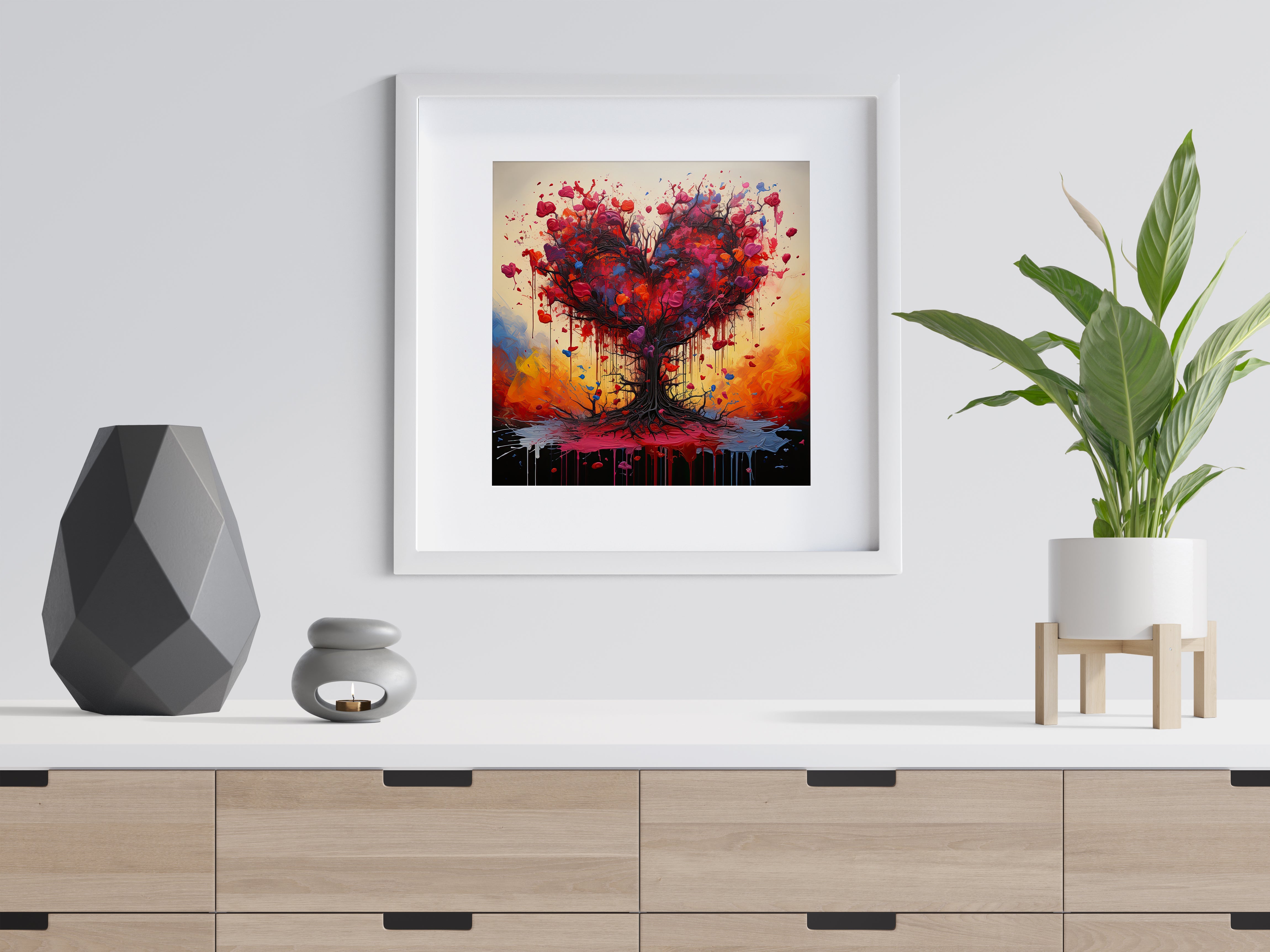 Hearts Tree of Love Poster, Modern Abstract Art Lovers Gift, Wall Art Print NQ Media Designs