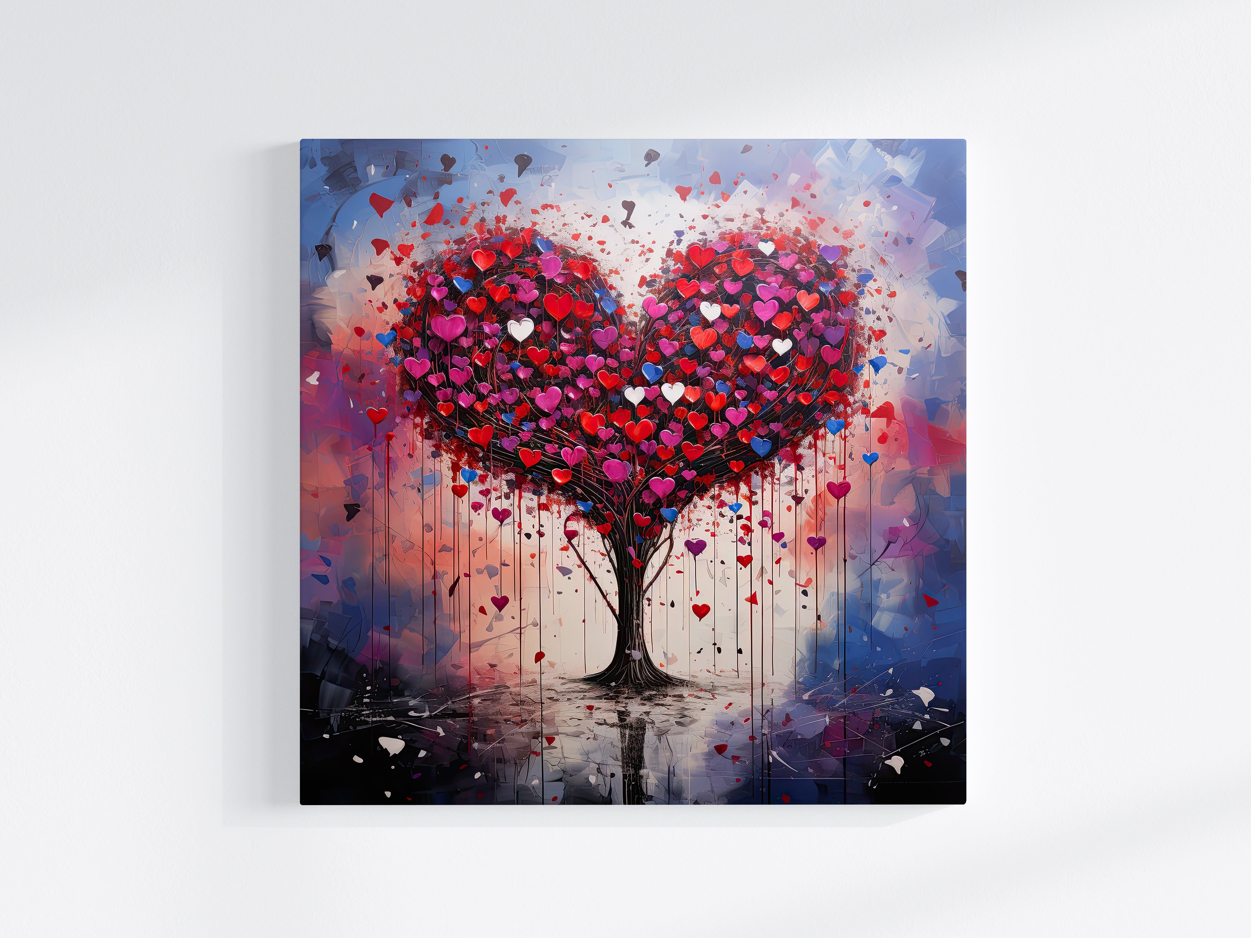 Hearts Tree of Love Print, Modern Abstract Art Lovers Gift, Wall Art Print NQ Media Designs