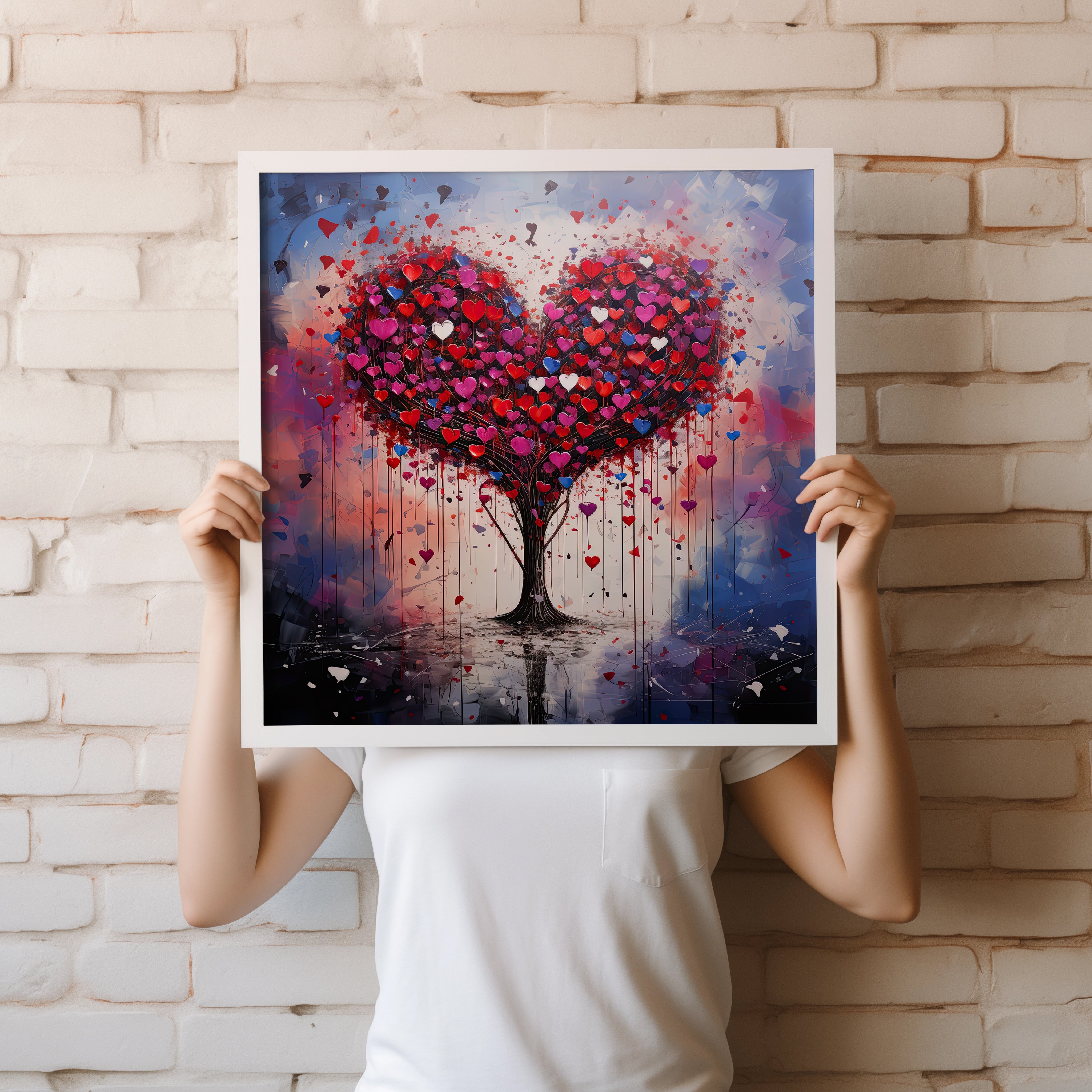 Hearts Tree of Love Print, Modern Abstract Art Lovers Gift, Wall Art Print NQ Media Designs