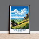 Peak District Travel Poster Wall Art, Travel Print of Peak District, Peak District Art Lovers Gift, English Countryside NQ Media Designs
