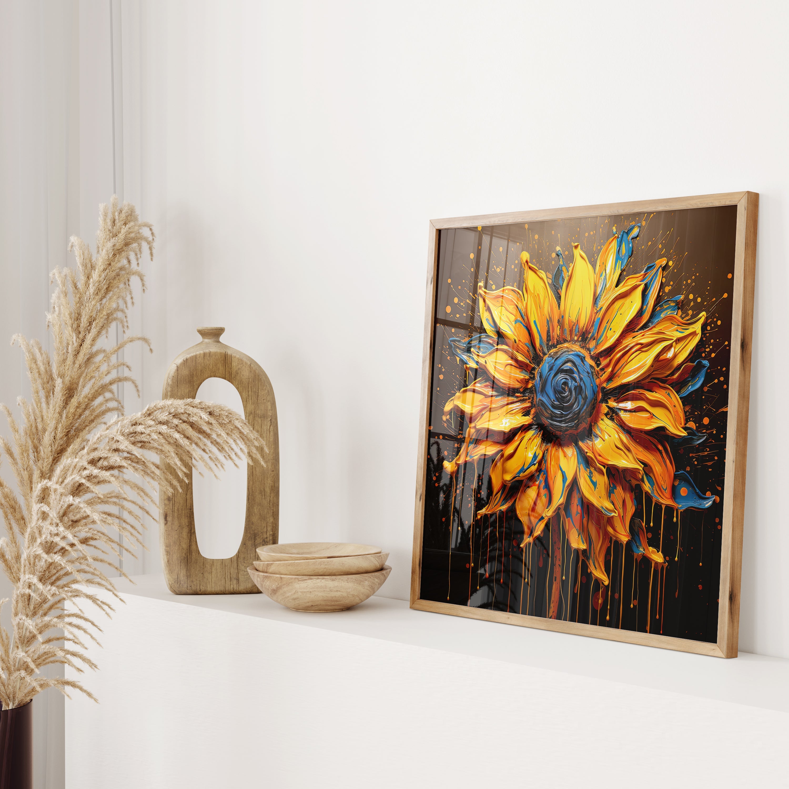 Sunflower Wall Art Print, Sunflower Abstract Art Lovers Gift, Modern Art Print NQ Media Designs
