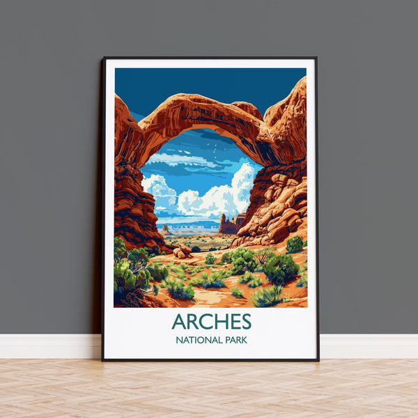 Arches National Park Travel Poster Wall Art, Travel Print of Arches, National Park Art Lovers Gift, Utah, USA, Travel Wall Art Gift