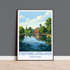 Stratford upon Avon Travel Poster, River Avon Wall Art, Royal Shakespeare Theatre Print, Holy Trinity Church Illustration, UK Decor