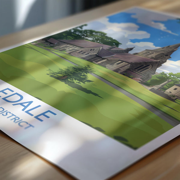 Edale Village, Peak District Travel Print Wall Art, Travel Poster of Peak District Art Lovers Gift, English Countryside