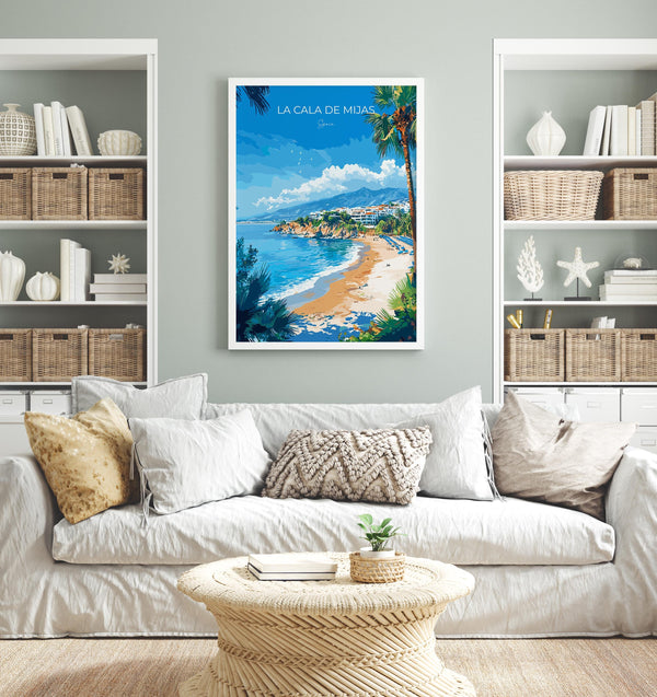 La Cala de Mijas Travel Print, Travel Poster of La Cala de Mijas, Spain, Malaga Gift, Spain Gift Art, Wall Art Print