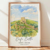 Corfe Castle Travel Print, Travel Poster of Corfe Castle, England, Corfe Castle Gift, Dorset Watercolour Gift, Wall Art Print NQ Media Designs