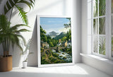 Betws-y-Coed Wales Print, Pont-y-Pair Bridge Poster, Snowdonia Wall Art with Border, Welsh Village Print, North Wales Gift Print
