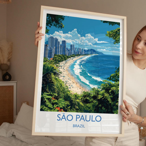 Sao Paulo Travel Print, Travel Poster of Sao Paulo, Brazil City Poster, Sao Paulo Wall Art Lovers Gift, Brazil Art Gift