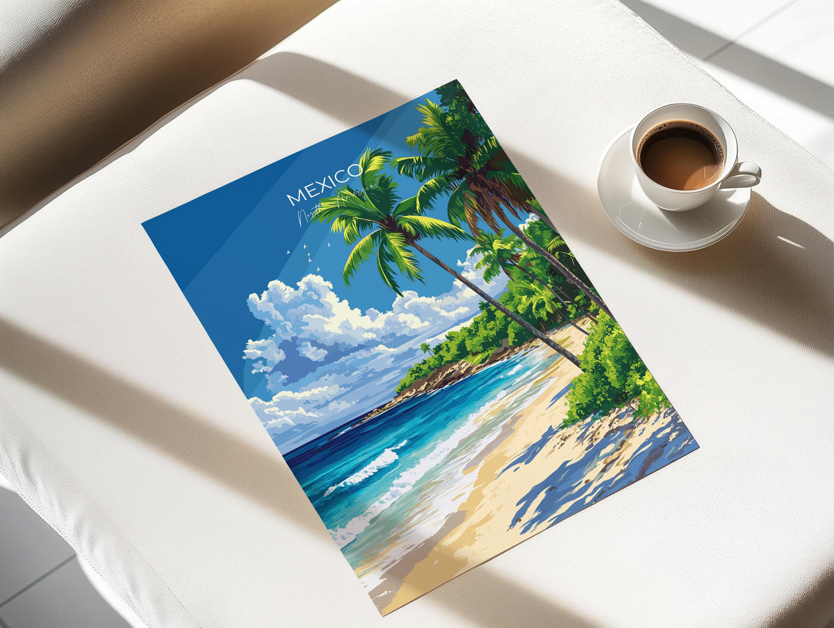 Mexico Travel Poster Wall Art, Travel Print of Mexico, Mexico Coast Art Gift, Mexico Art Lovers Gift, NQ Media Designs