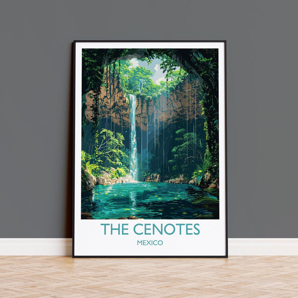 Cenotes of Yucatan Travel Print, Mexico Travel Print Collection, Travel Wall Art, Cenotes Art Print Gift, Yucatan Art