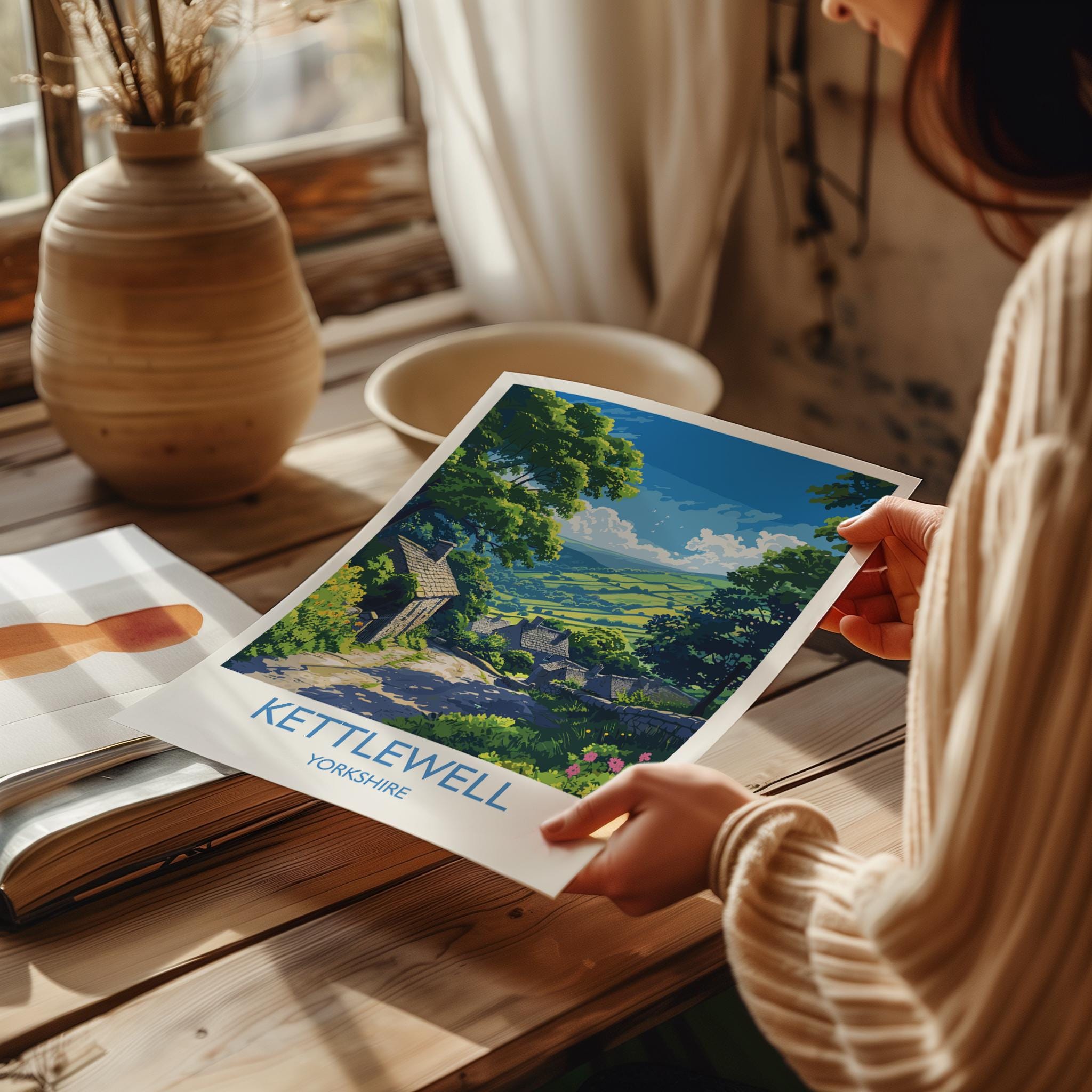 Kettlewell Travel Print Wall Art, Travel Poster of Kettlewell, Kettlewell Art Print, North Yorkshire Wall Print, Yorkshire Art Lovers Gift NQ Media Designs