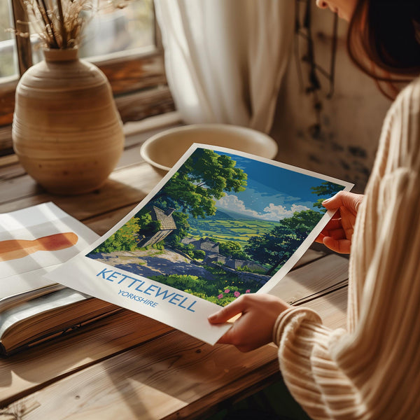 Kettlewell Travel Print Wall Art, Travel Poster of Kettlewell, Kettlewell Art Print, North Yorkshire Wall Print, Yorkshire Art Lovers Gift