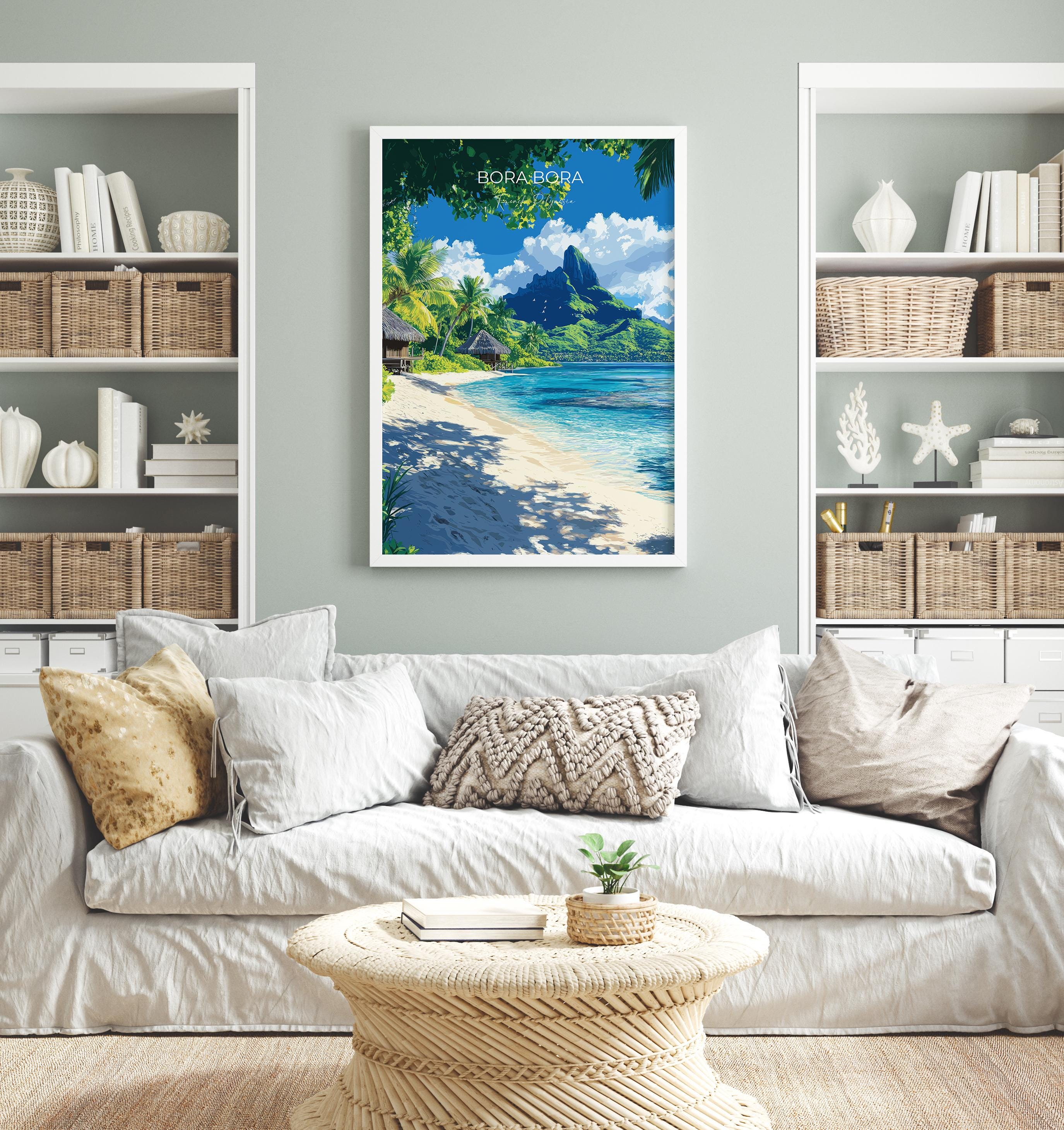 Bora Bora Travel Print Wall Art, Travel Poster of Bora Bora, French Polynesia, South Pacific Islands Art Lovers Gift NQ Media Designs