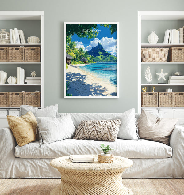 Bora Bora Travel Print Wall Art, Travel Poster of Bora Bora, French Polynesia, South Pacific Islands Art Lovers Gift