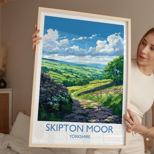 Skipton Moor Travel Print Wall Art, Travel Poster of Skipton Moor, Skipton Art Print, North Yorkshire Wall Print, Yorkshire Art Lovers Gift