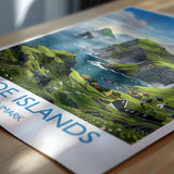 Faroe Islands Denmark Travel Poster, Faroe Islands Wall Art, Nordic Landscape Print, Dramatic Cliffs & Villages, Scandinavian Travel Decor