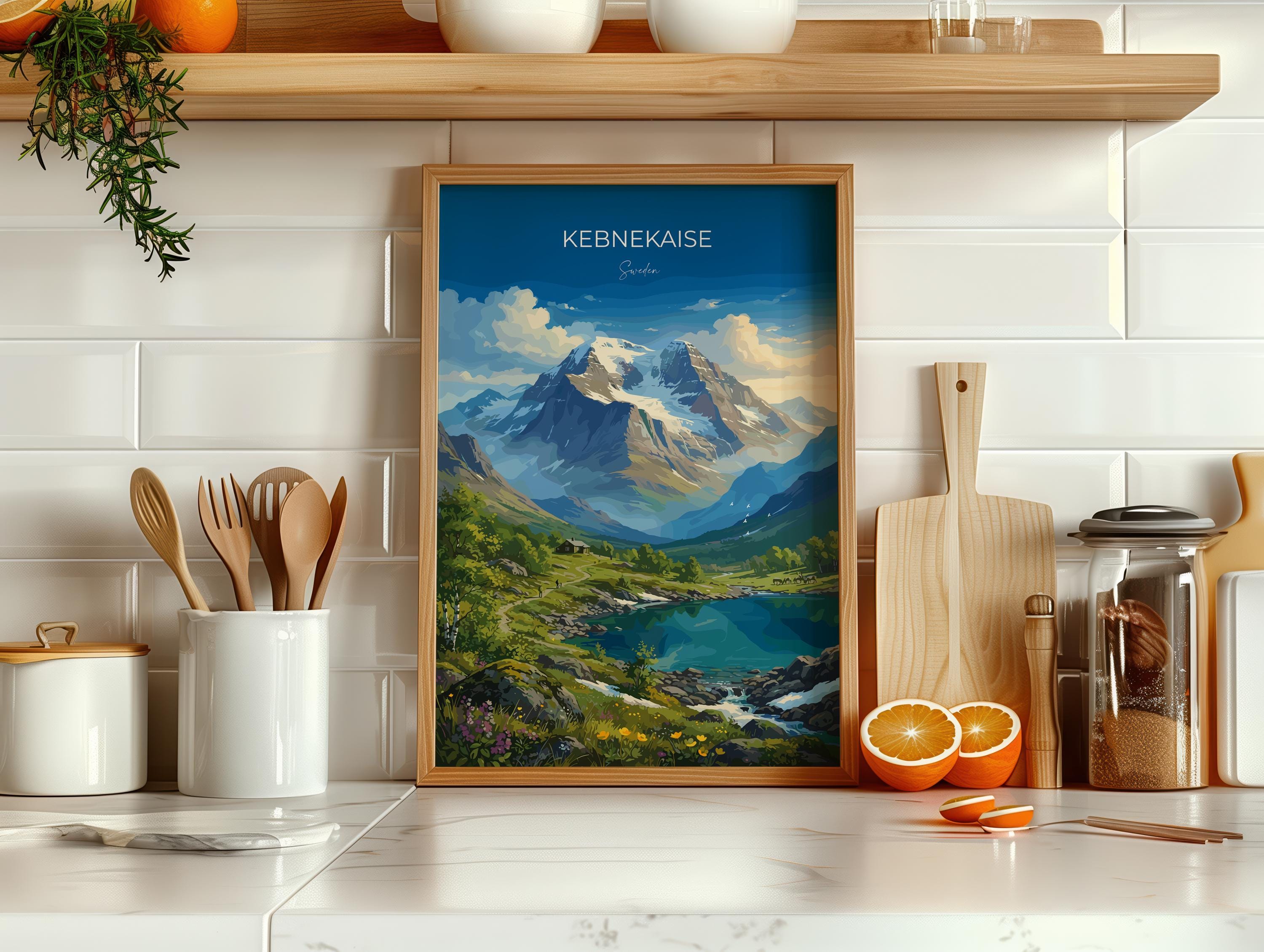 Kebnekaise Sweden Travel Print, Swedish Lapland Mountain Wall Art, Kebnekaise Poster, Scandinavian Landscape, Nordic Travel Poster