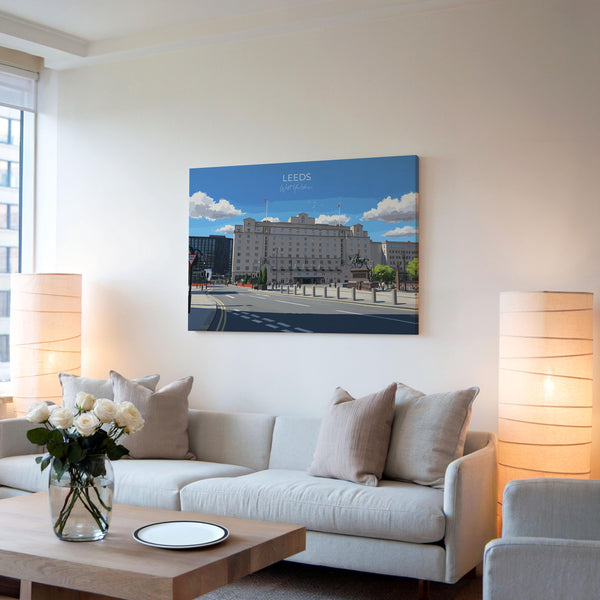 Leeds City Art Print, Leeds City Square, West Yorkshire Landscape Poster, England UK City Travel Decor