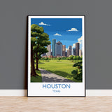Houston Travel Wall Art Print, Travel Poster of Houston, Texas, US City Art Lovers Gift, USA Gift, NQ Media Designs