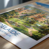 Adelaide Australia Travel Poster, Adelaide Skyline Wall Art, River Torrens Print, South Australia Cityscape Illustration, Australia Decor
