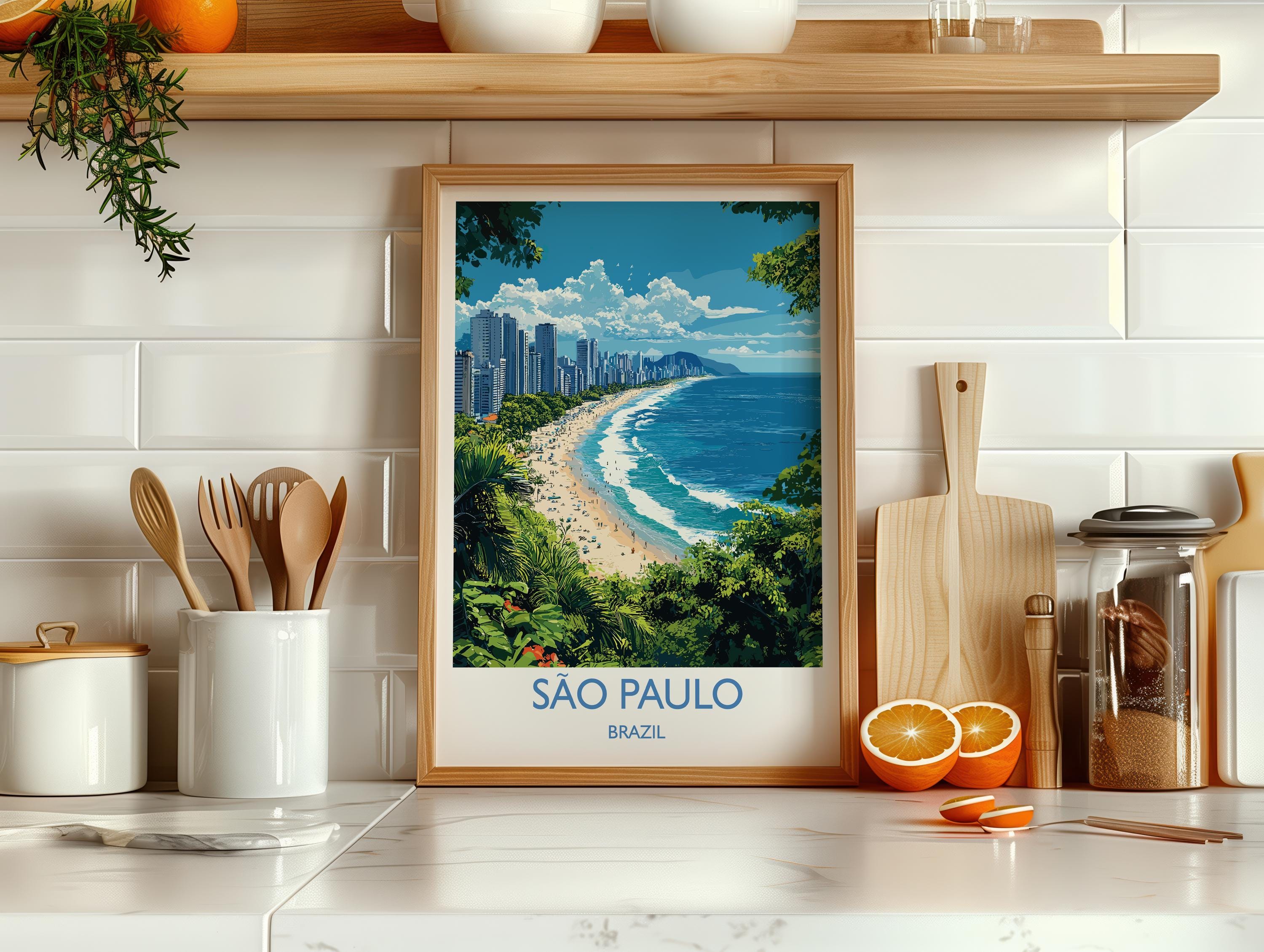 Sao Paulo Travel Print, Travel Poster of Sao Paulo, Brazil City Poster, Sao Paulo Wall Art Lovers Gift, Brazil Art Gift NQ Media Designs