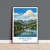 Ambleside Print, Lake Windermere Wall Art with Border, Cumbria Poster, England Travel Print, Ambleside Gift Print