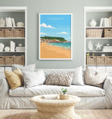 Scarborough Beach Travel Print, Travel Poster of Scarborough, North Yorkshire Gift, England, Scarborough Gift, Wall Art Print NQ Media Designs