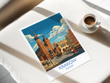 Krakow Poland Print, St Mary’s Basilica Wall Art with Border, Main Market Square Poster, Polish Travel Print, Krakow Gift