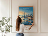 Portsmouth Travel Print Poster, Southsea & Spinnaker Tower Wall Art, Hampshire Coastal City Illustration, UK Travel Decor, Seaside Gift