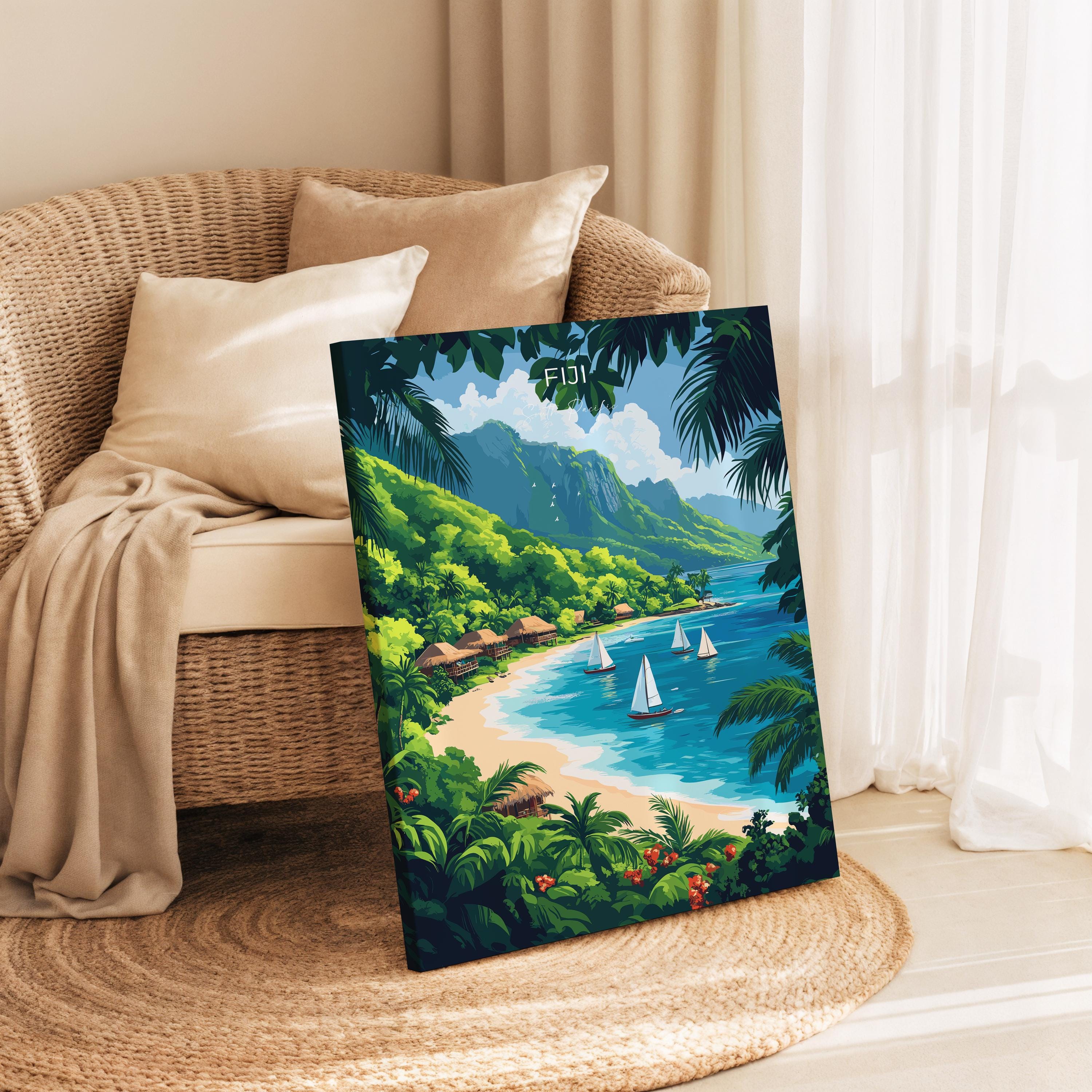 Fiji Travel Print Wall Art, Travel Poster of Fiji, South Pacific Islands Art Lovers Gift NQ Media Designs