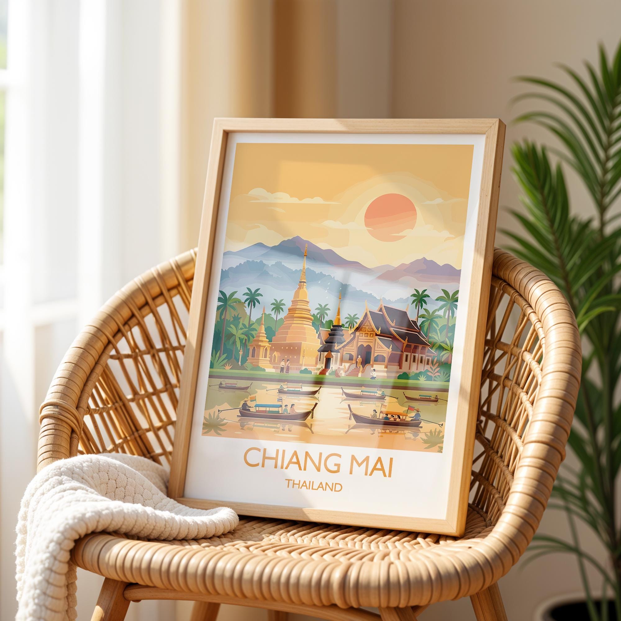 Chiang Mai Travel Print, Travel Poster of Chiang Mai, Thailand, Chiang Mai Art Lovers Gift, Wall Art Print NQ Media Designs