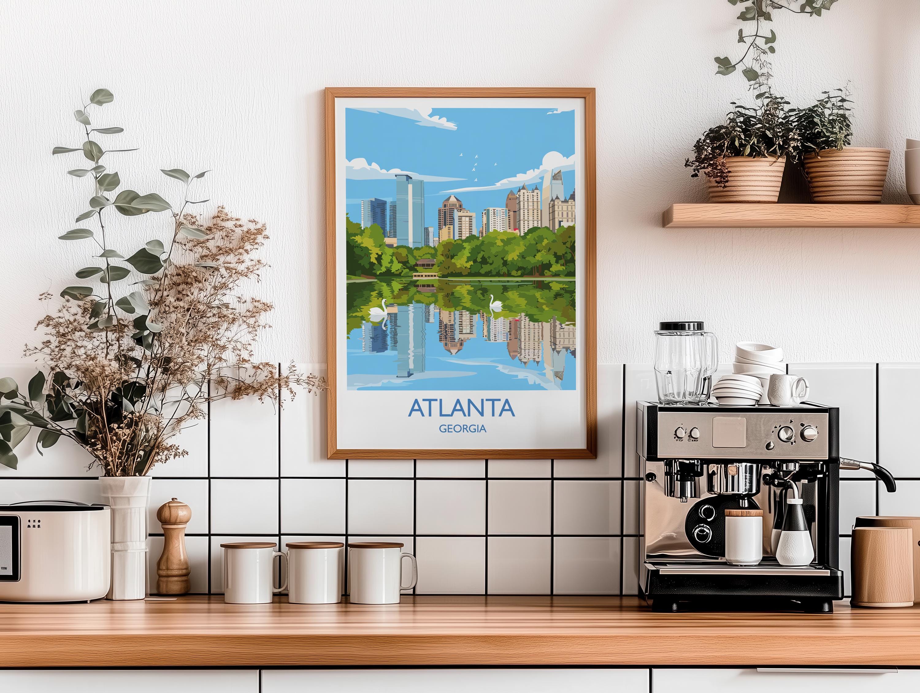 Atlanta Travel Print, Travel Poster of Atlanta, Georgia, Atlanta City Art Lovers Gift, USA Gift, Wall Art Print NQ Media Designs