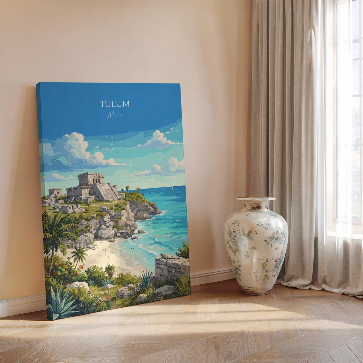 Tulum Mexico Poster, Mayan Ruins Wall Art, Caribbean Print, Mexico Travel Poster, Tulum Gift