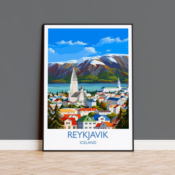 Reykjavik Poster Wall Art, Reykjavik Travel Print, Iceland Wall Art, Reykjavik Art Lovers Gift, Iceland Gift