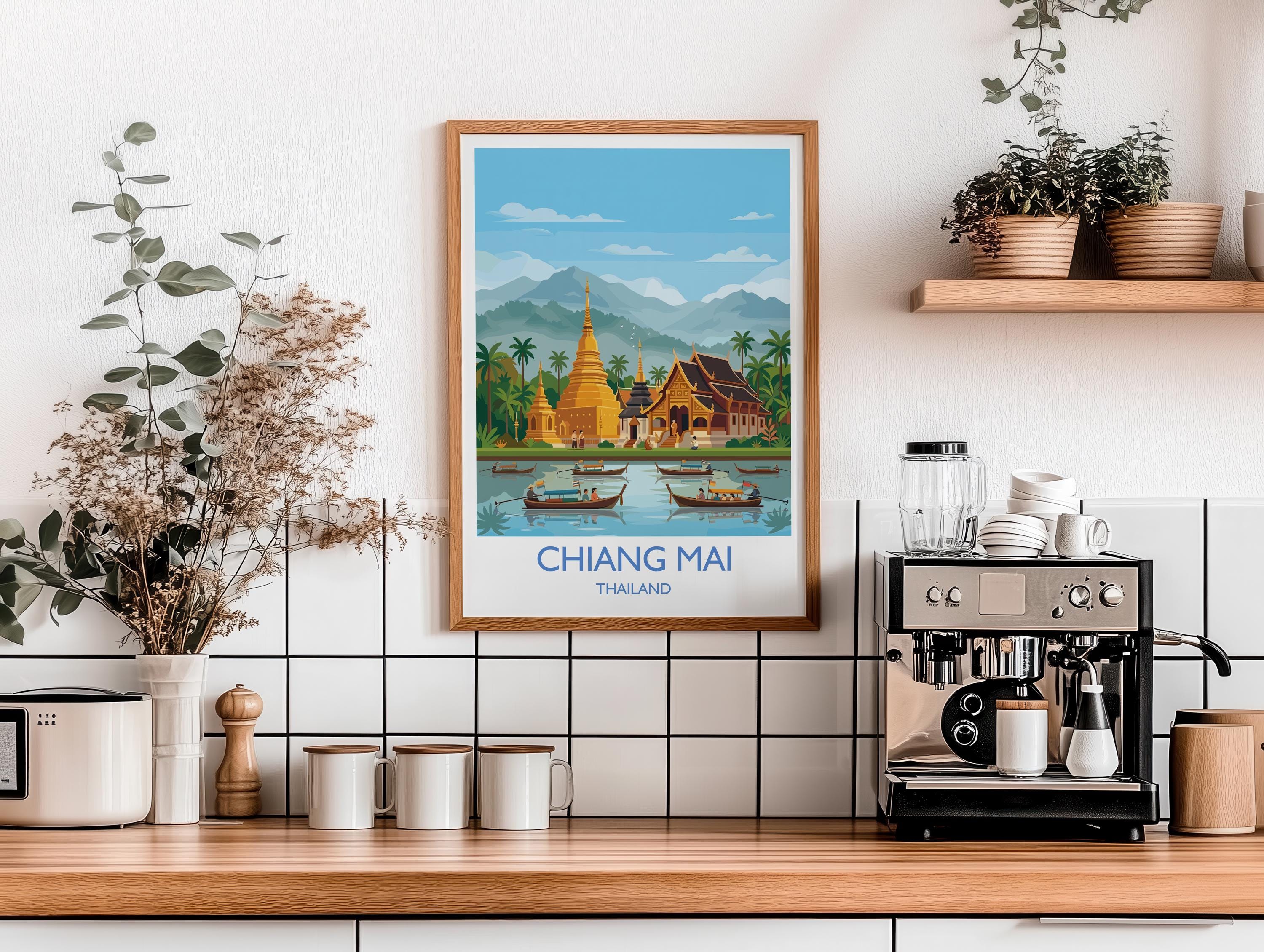 Chiang Mai Travel Print, Travel Poster of Chiang Mai, Thailand, Chiang Mai Art Lovers Gift, Wall Art Print NQ Media Designs