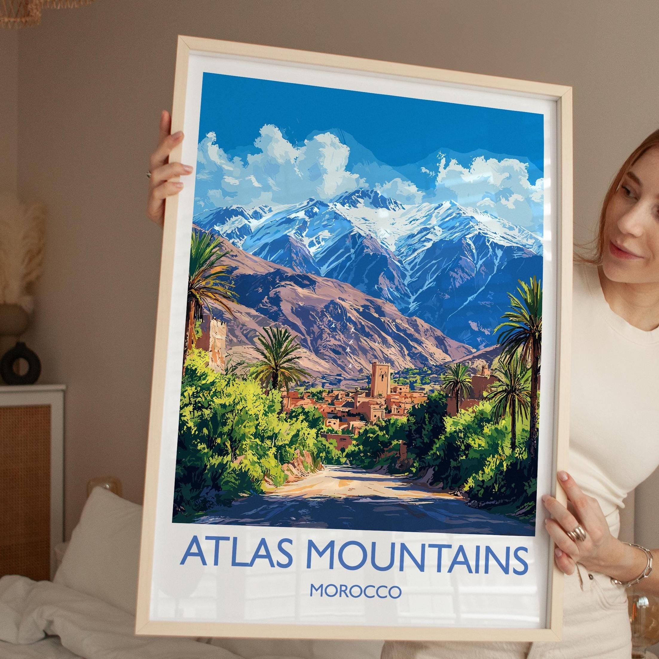 Atlas Mountains Travel Print Wall Art, Poster of Atlas Mountains Art Lovers Gift, Morocco Desert Wall Art NQ Media Designs