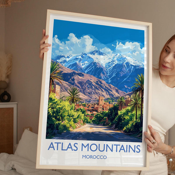 Atlas Mountains Travel Print Wall Art, Poster of Atlas Mountains Art Lovers Gift, Morocco Desert Wall Art