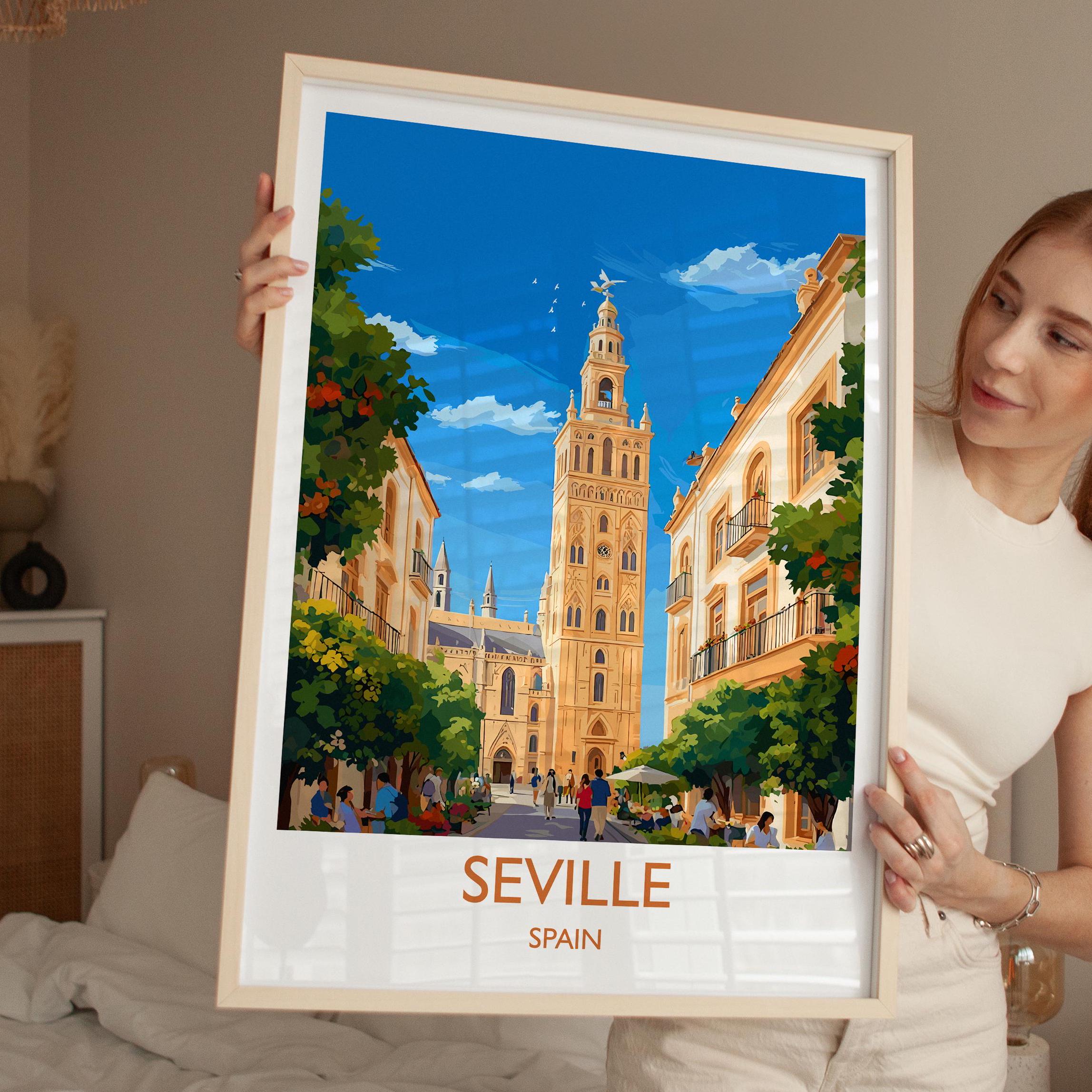 Seville Travel Wall Art, Spain Print, Seville Art Gift, Traveller Gift Art Poster, Holiday Gift NQ Media Designs
